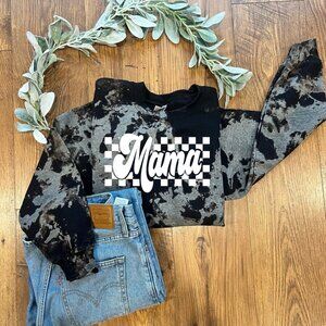 Mama checkered Bleached crewneck Checkered Retro Mama Sweatshirt Bleached